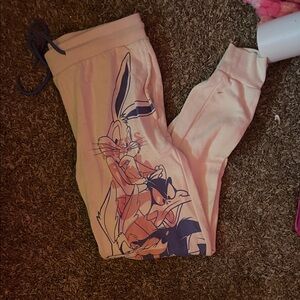 Womens Cartoon Character Joggers - Cream